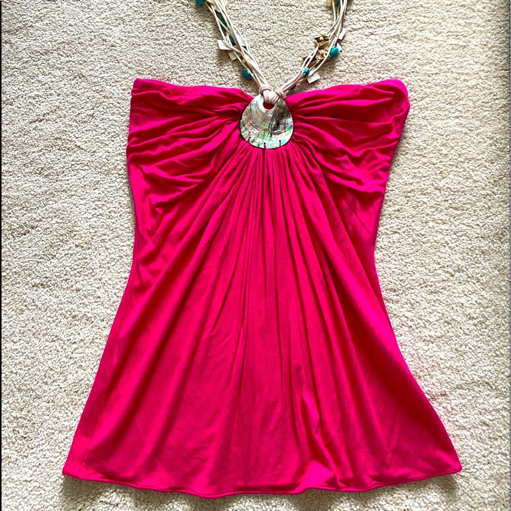 Sky Halter top with shell and turquoise